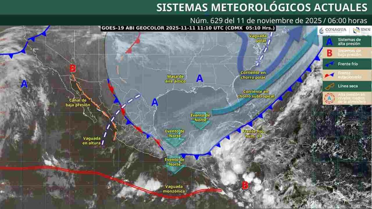 Alertan por evento de “Norte fuerte”, lluvias y bajas temperaturas en Oaxaca y el Pacífico mexicano