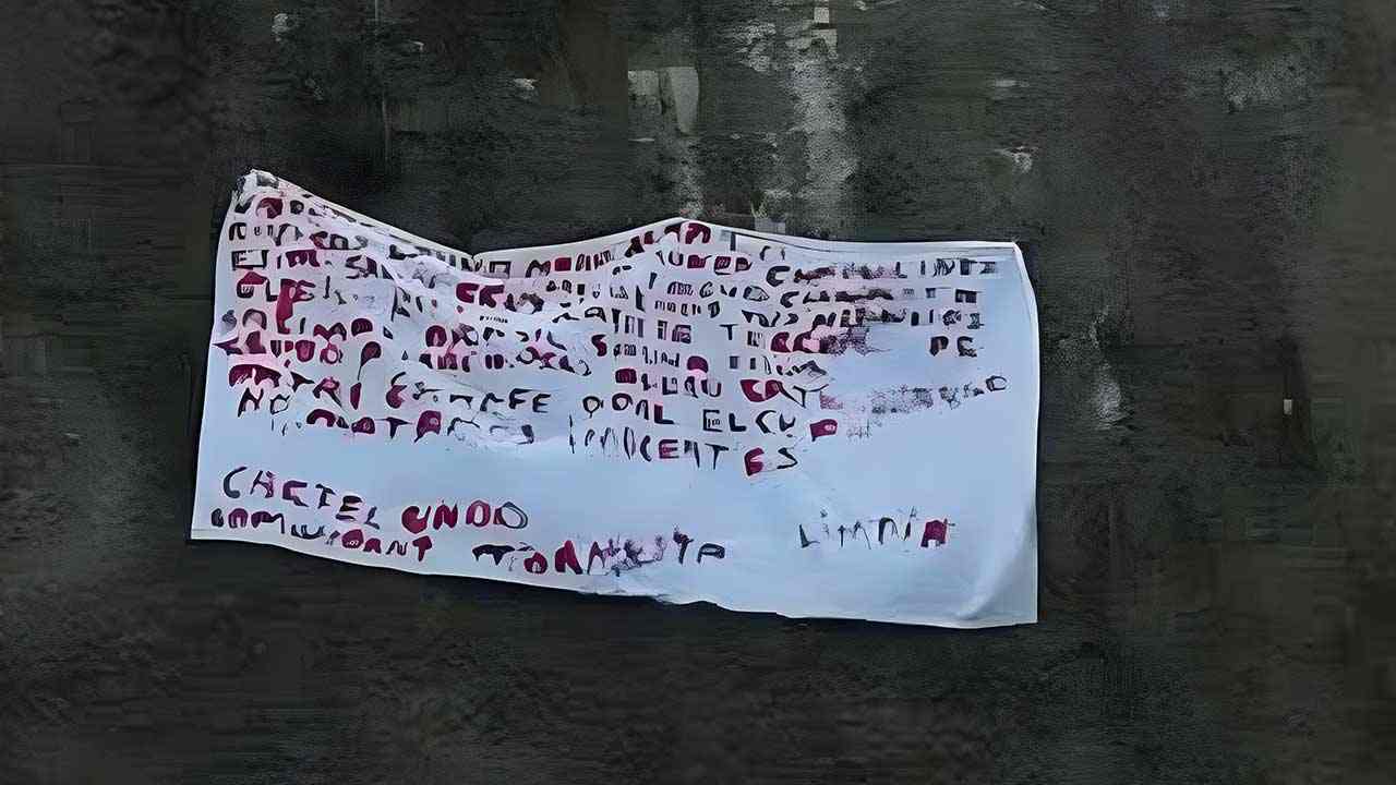 Cuelgan manta con mensaje delictivo en acceso a Salina Cruz